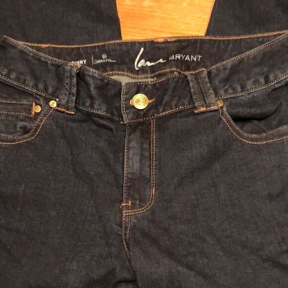 Lane Bryant Skinny Jeans in dark blue wash 14 tall - Picture 3 of 8